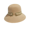 夏季定制草編遮陽帽漁夫帽女士時尚腰帶扣帶遮陽條紋草帽