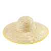 天然小麦女式宽檐阳光沙滩草帽带丝带软盘平顶草帽