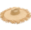 热销户外旅行夏季度假遮阳帽圆形宽大檐女士可折叠沙滩拉菲草草帽