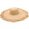 热销户外旅行夏季度假遮阳帽圆形宽大檐女士可折叠沙滩拉菲草草帽
