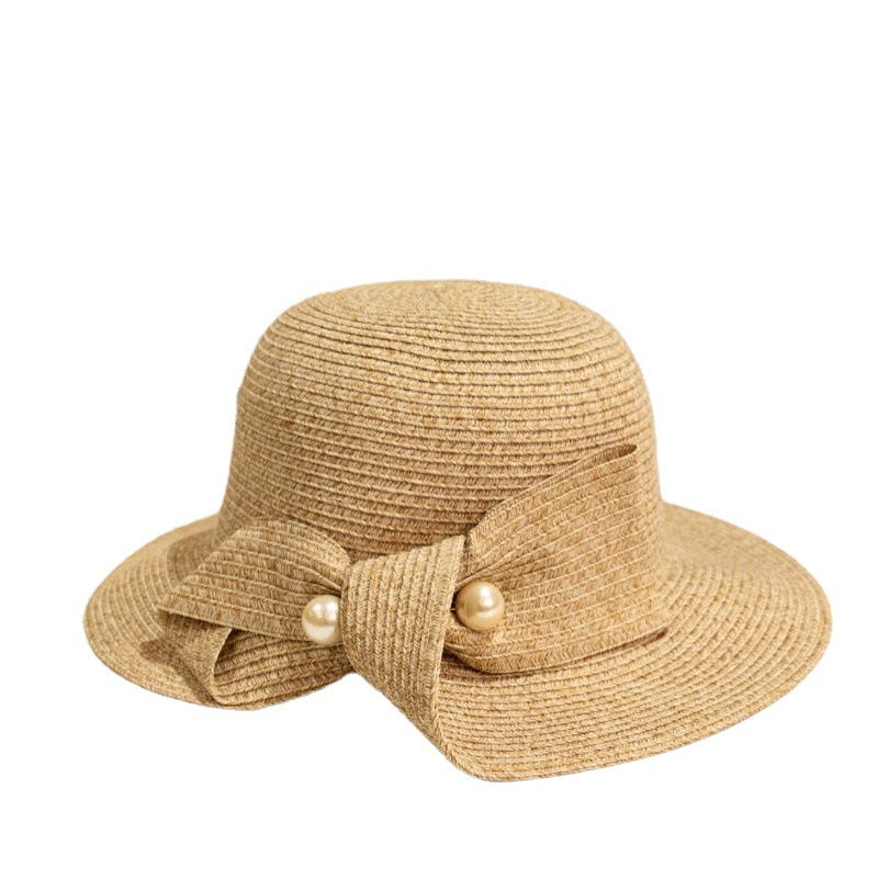 定制高品质时尚女士折叠桶天然稻草沙滩太阳帽