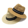 天然草編軟呢帽帶小帽簷流行經典軟呢帽中性春夏秋季
